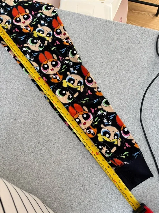 Powerpuff Girls Allover Cartoon Print Joggers Black Y2K Lounge Pants Size M - Picture 7 of 8